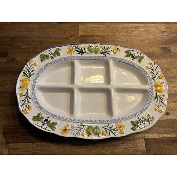 Jay Willfred Andrea by Sadek Portugal Hand Painted Decorative Compartment Plate - Picture 1 of 7